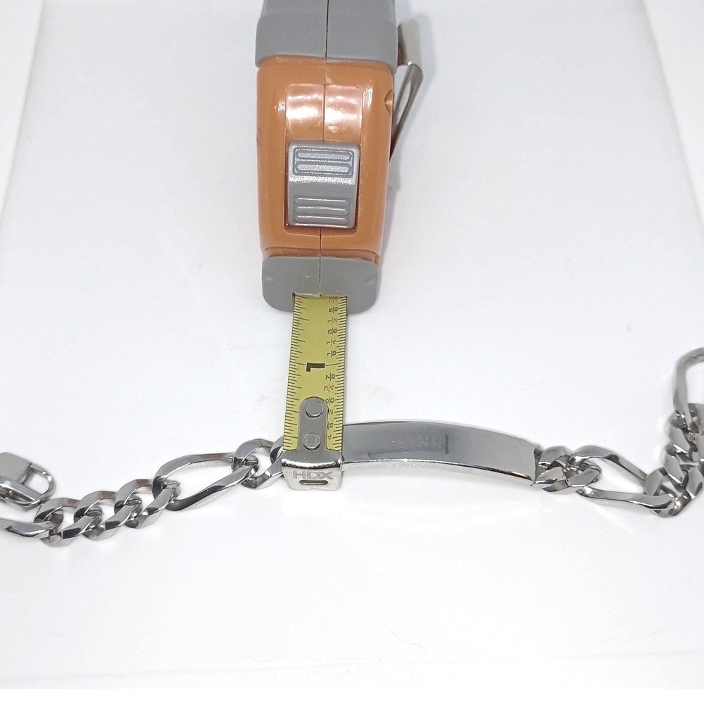 Rhona Sutton New York Silver Tone Figaro Chain ID Bracelet Boxed New No Tag - Picture 5 of 8